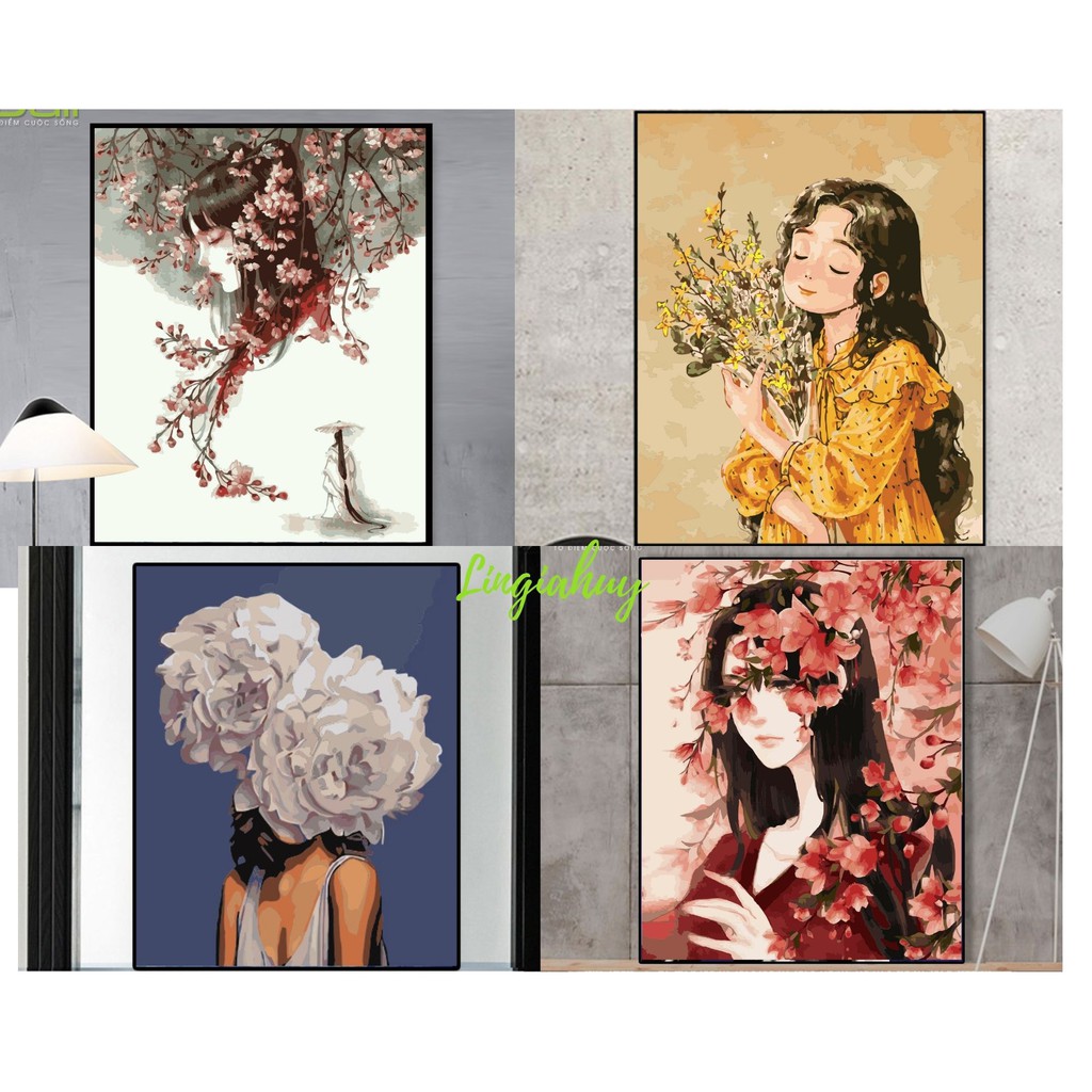 Tranh Sơn Dầu Số Hóa Cô Gái Tự Tô Màu Theo Số Kích Thước 40x50 | BigBuy360 - bigbuy360.vn