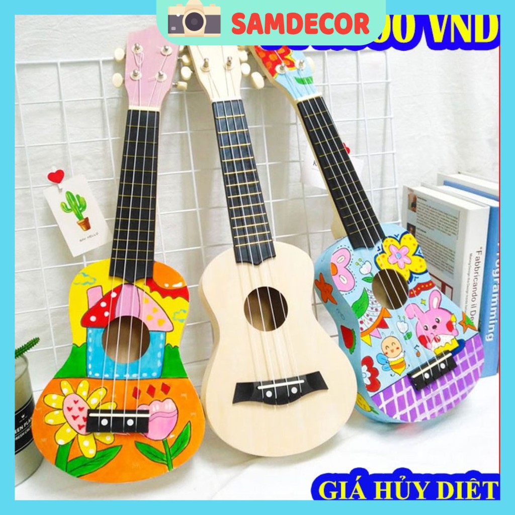 [GIÁ HỦY DIỆT] Đàn UKULELE Soprano tự lắp đầy đủ phụ kiện lắp đặt và màu vẽ tự trang trí đàn ukulele giá rẻ