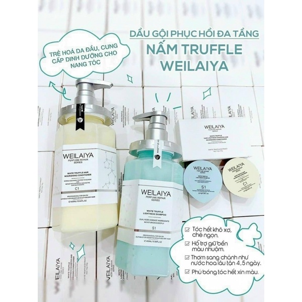 Set mini dầu gội phục hồi tóc hư tổn đa tầng Nấm Truffle Weilaiya hương nước hoa