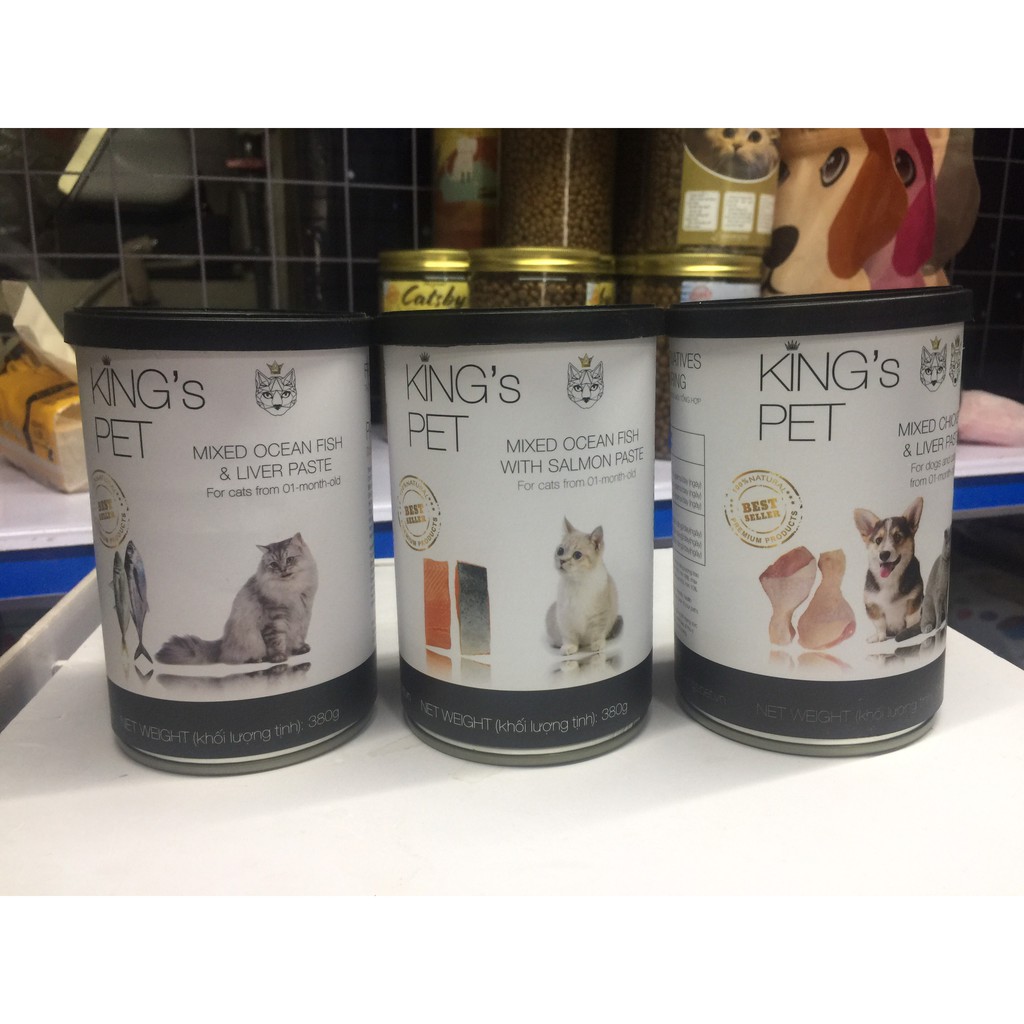 Pate cho chó mèo King’s Pet ⚡CHỈ 1 NGÀY⚡ - Thức ăn cho chó mèo từ 1 tháng tuổi 380g/lon - PET &amp; JOI