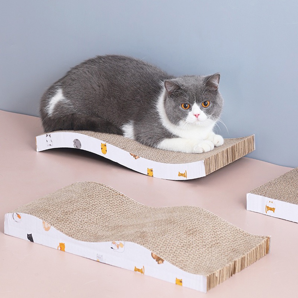 Bàn cào móng cho mèo giá rẻ bằng bìa carton có gói cỏ bạc hà Catnip 43x21x3.5cm