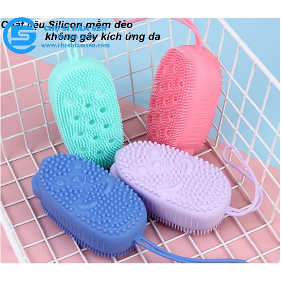 BÔNG TẮM SILICON TẠO BỌT MASSAGE HÌNH CHUỘT CUTE, BÔNG TẮM TẨY DA CHẾT 2 MẶT SILICONE