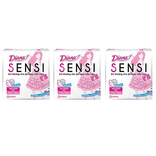 Combo 6 Băng Vệ Sinh Diana Sensi Siêu Mỏng Cánh (Gói 8)