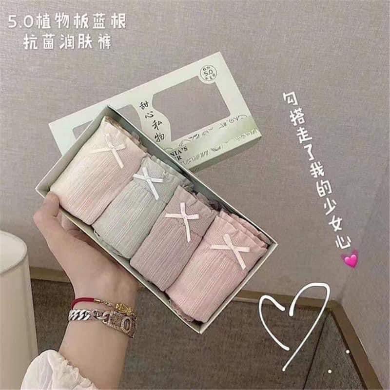 Quần lót nữ, quần chip cotton kháng khuẩn thoáng mát phối viền đính nơ xinh - mã HHH | BigBuy360 - bigbuy360.vn