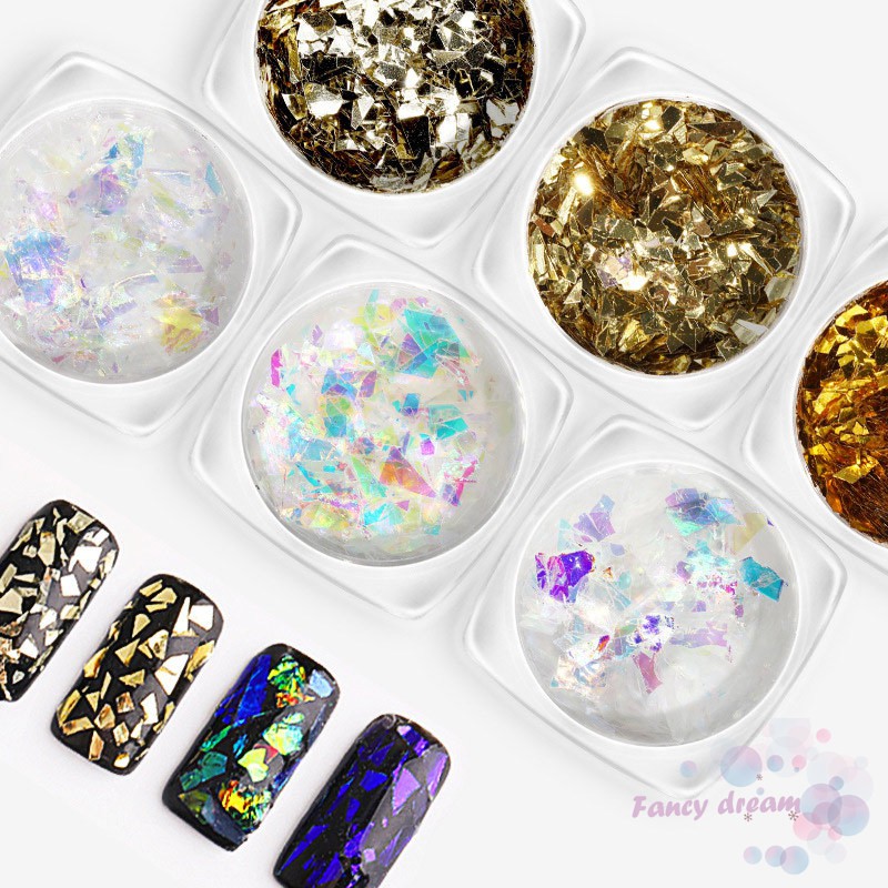 Set 6 hộp sequin lấp lánh dùng để trang trí móng chuyên dụng