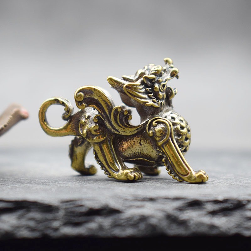 Tượng đồng mini phong thủy tỳ hưu tượng đồng kỳ lân vật phẩm phong thủy