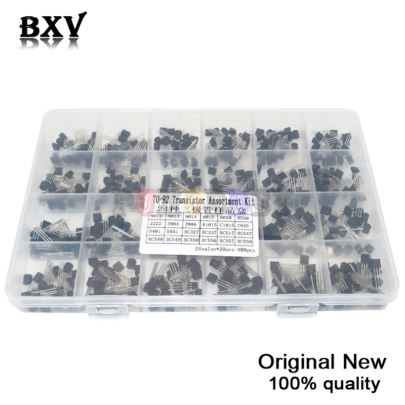 Bộ Linh Kiện Bán Dẫn 24Values TO-92 Each BC327 BC337 BC517 BC547 BC548 BC549 2N2222 3906 3904 5401 5551 C945 1015