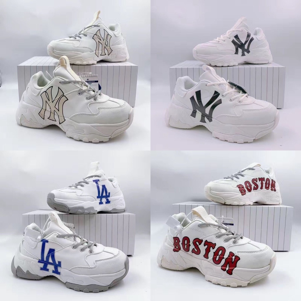 Giày sneaker MLB Ny chữ vàng và Boston đế độn tăng chiều cao Hot trend nam nữ, Giày thể thao MLB dùng đi học,tập gym