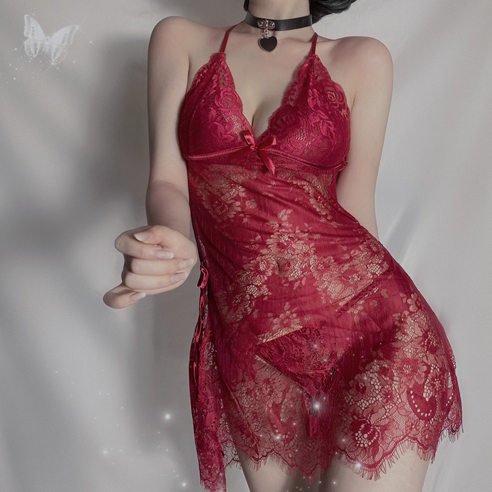 Set Đồ Ngủ 2 Món Phối Ren Quyến Rũ Cho Nữ