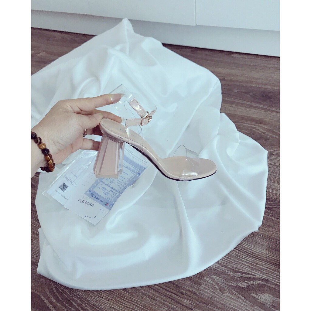XẢ HÀNG LẺ SIZE- Sandal quai mica gót trong pha màu - 7P