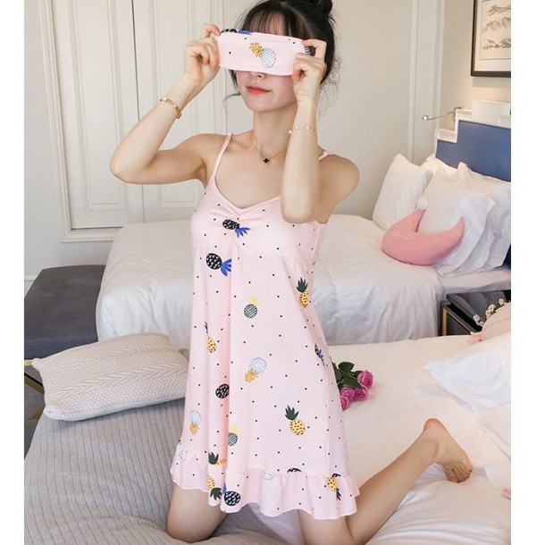 Váy ngủ nữ  ♥️ FREESHIP ♥️ Giảm 20k Khi Nhập [TRIN250] - Váy ngủ hai dây kèm băng đô | BigBuy360 - bigbuy360.vn