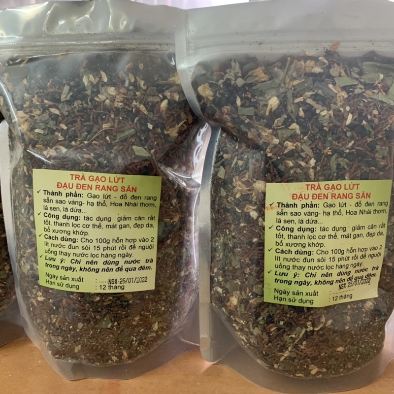 Trà thảo mộc 6 vị gói 1kg( gạo lứt, đỗ đen, hoa nhài, lá sen, lá dứa, cỏ ngọt)