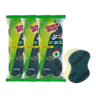 Miếng rửa chén Scotch Brite gói 3 miếng 3X