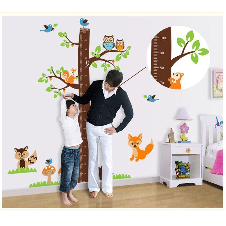 Decal dán tường Thước đo chiều cao Vườn thú - PVC vinyl - DTD015