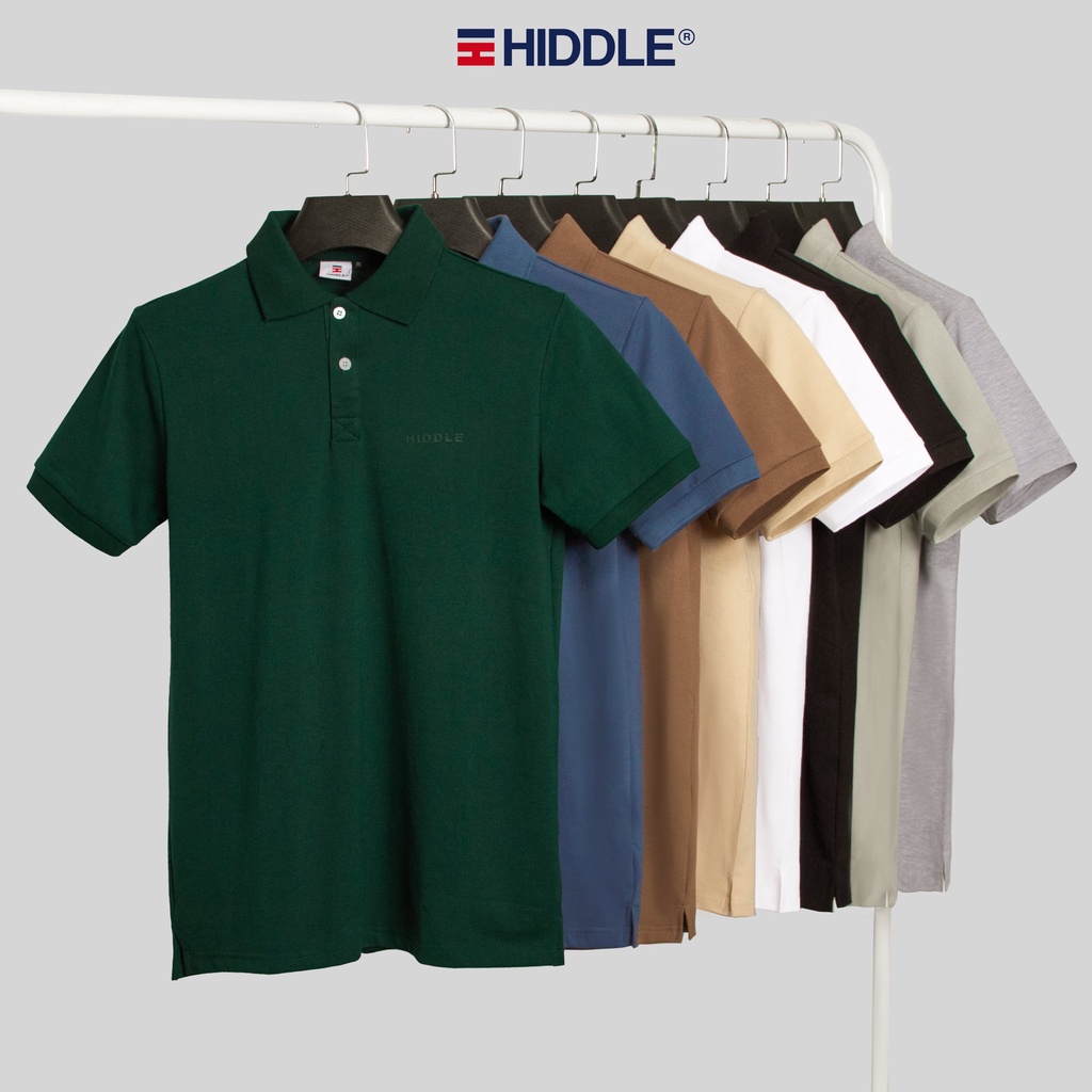 Áo polo nam cao cấp vải cotton cá sấu cổ bẻ in nổi nhiều màu HIDDLE có đủ size từ 50 - 85kg