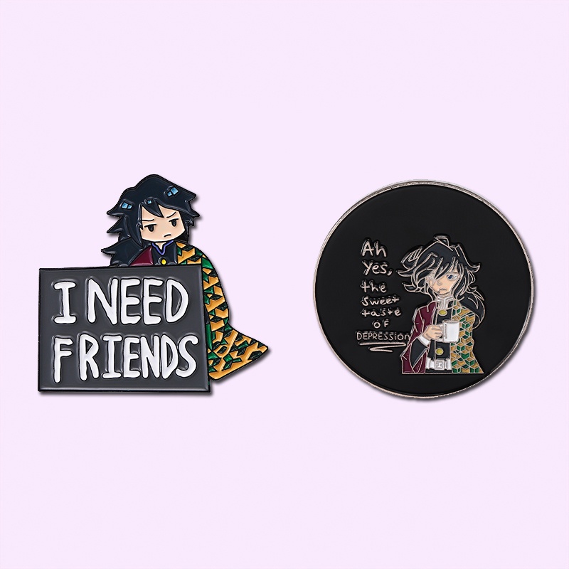 Ghim Cài Áo Tráng Men Hình Nhân Vật Hoạt Hình Demon Slayer