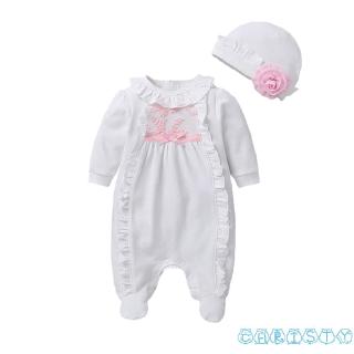 ✦♛✦Newborn Baby Girl Clothes 3D Flower Romper Jumpsuit Long Sleeve Ruffled Footie Bodysuit Hat Outfit Set 2PCS