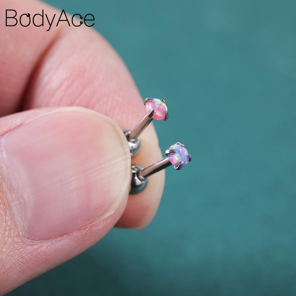 1 Khuyên Xỏ Cơ Thể 3 / 4 / 5mm Bằng Thép Không Gỉ Đính Đá Nhiều Màu Sắc