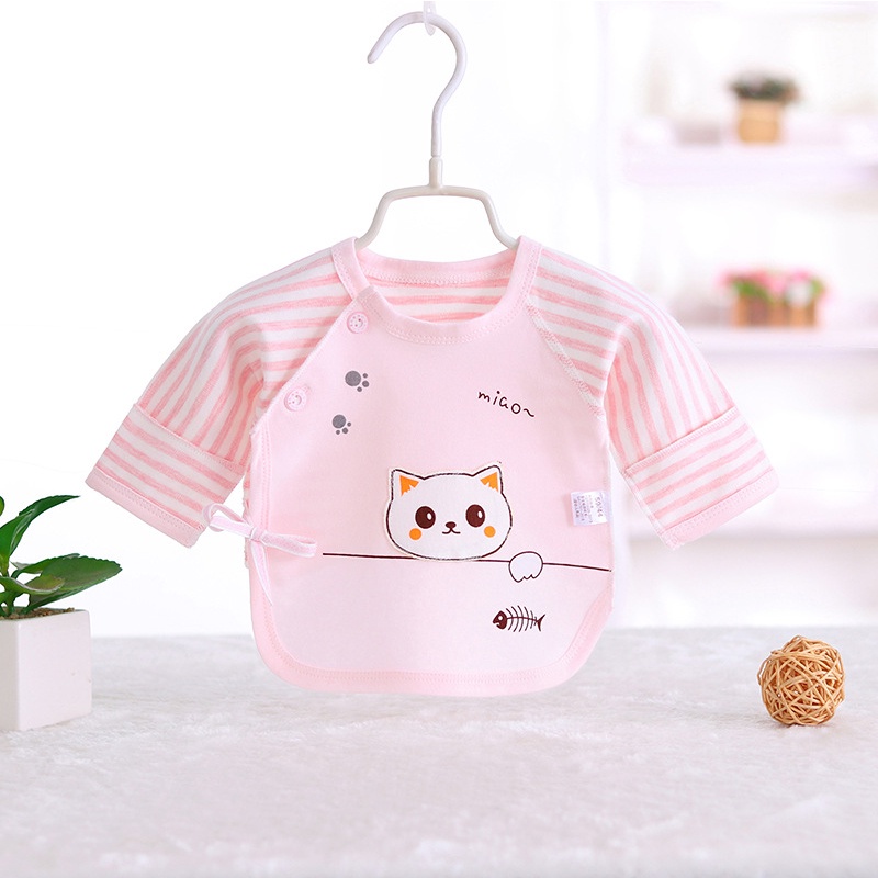 Áo dài cho bé trai bé gái sơ sinh dáng lửng kiểu nhà sư hàng xuất cao cấp 100% cotton nguyên chất _ A01