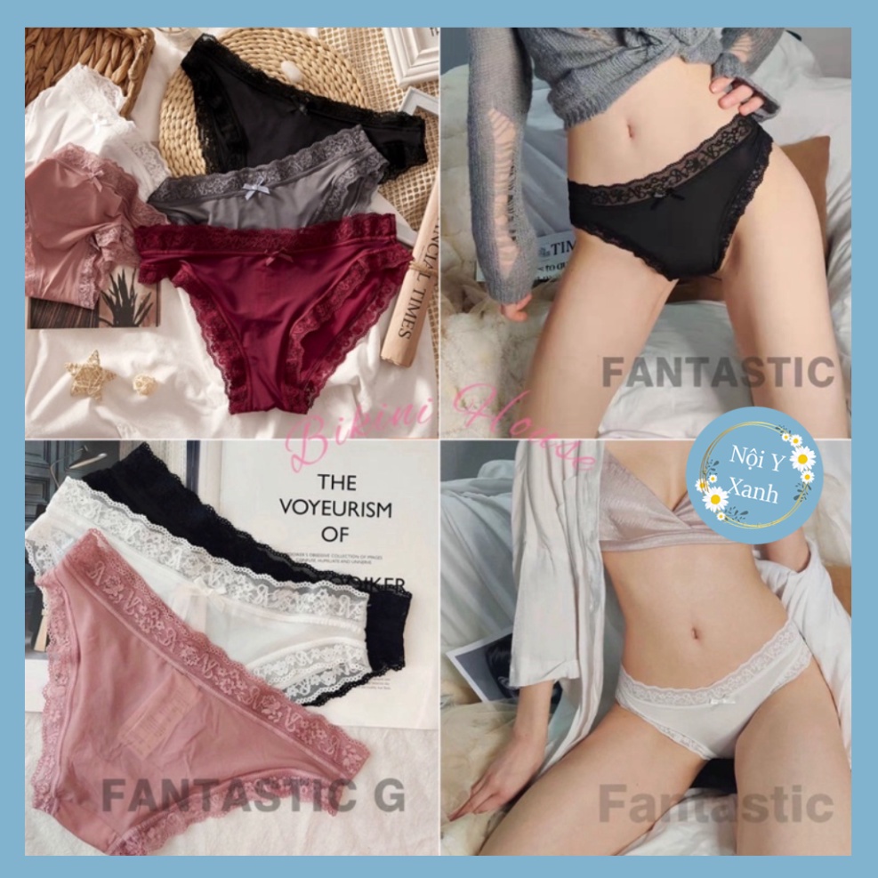 Quần Lót Nữ ❤️Quần Lót Vic Ren Su cao cấp mềm mại kháng khuẩn sexy gợi cảm 165 Nội Y Xanh chất thoáng mát cao cấp