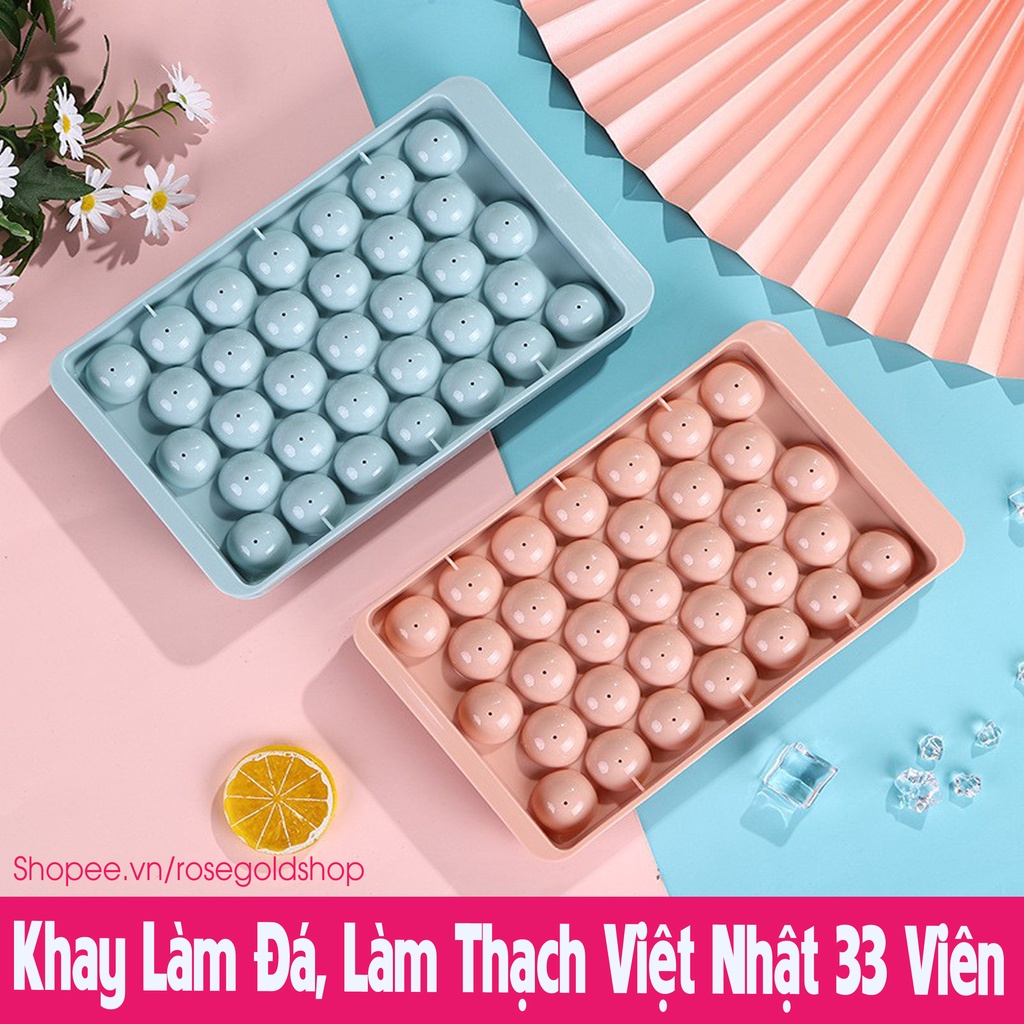 Khay Đá Viên, Thạch Bi Tròn Làm Hoa Quả Trái Cây, Khuôn Rau Câu, Khay 33 Viên Việt Nhật