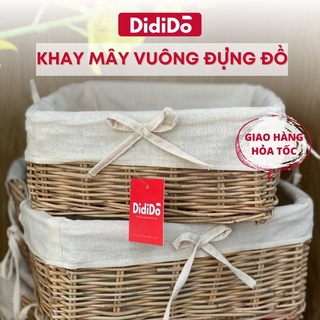 Khay đựng đồ mây có vải lót