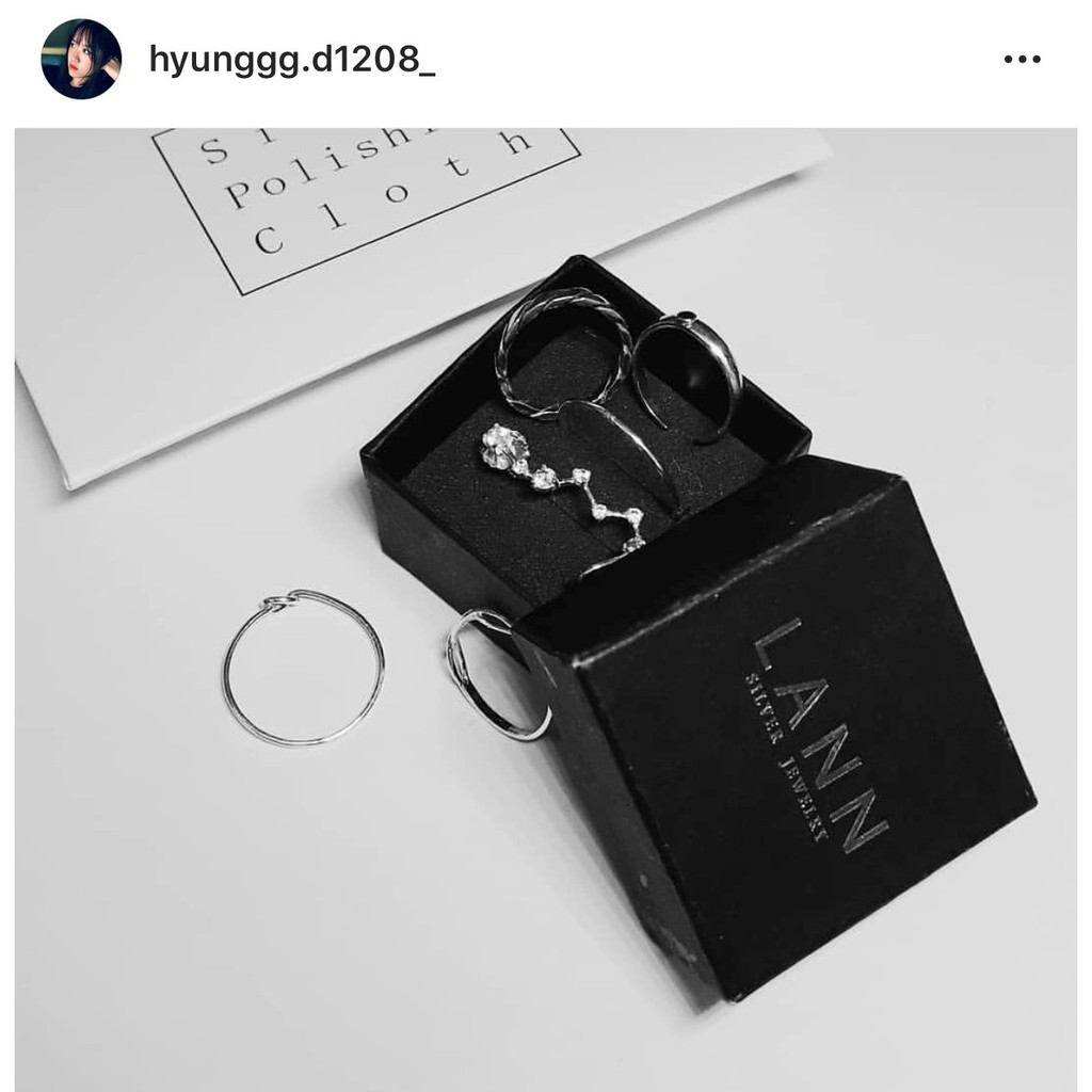 Khuyên Vành Dải Đá Trắng Có Chốt BẠC S925 LANN E129