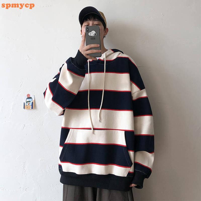 Áo Hoodie Tay Dài Kẻ Sọc 3 Màu Sắc Lựa Chọn