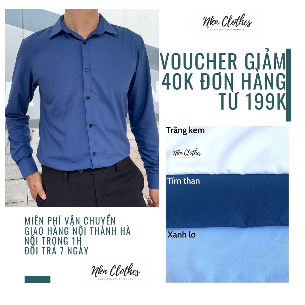 Áo sơ mi nam dài tay trơn đủ màu, vải cao cấp, thoáng mát, thấm hút mồ hôi, chống nhăn NKN | BigBuy360 - bigbuy360.vn