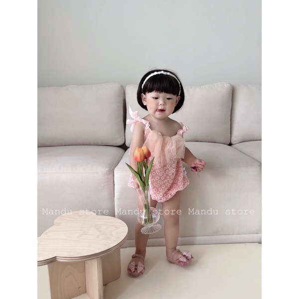 Suit mặc thôi nôi sinh nhật ren cho bé gái