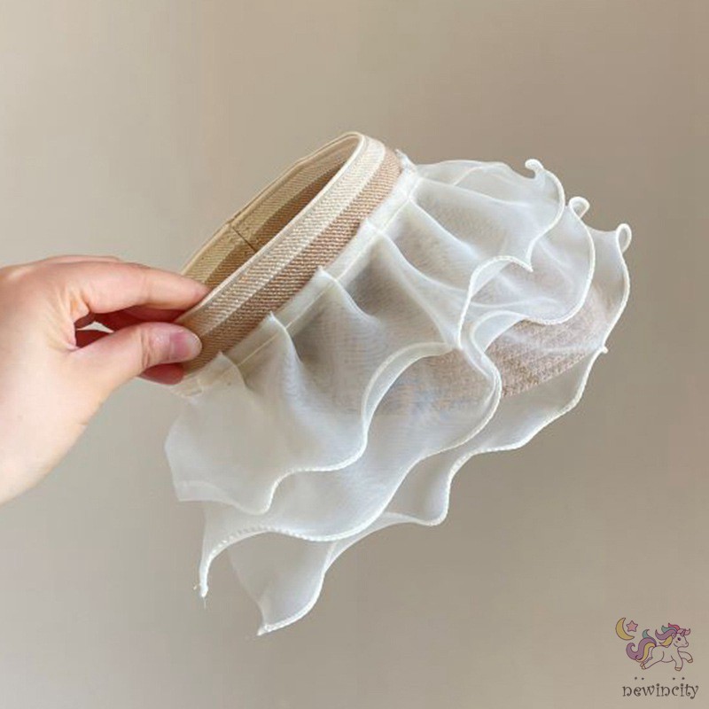 Mũ có vành phối lưới dễ thương cho bé gái