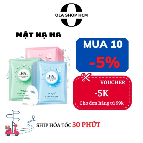 Mặt nạ giấy cấp nước HA IMAGES HYALURONIC ACID FACIAL MASK (25g) dưỡng ẩm mờ thâm phục hồi trắng da