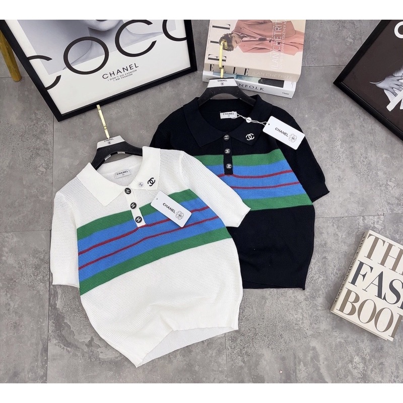 Áo len mongtoghi polo pha kẻ siêu xinh