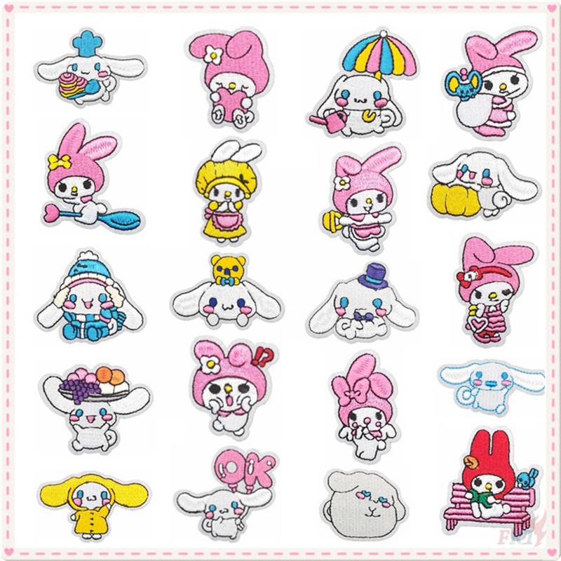 ✿ Miếng Dán Tự Dính Hình Nhân Vật Hoạt Hình Cinnamoroll & Melody Đáng Yêu ✿ 1 Miếng Ủi Thêu Quần Áo Hình Quạt