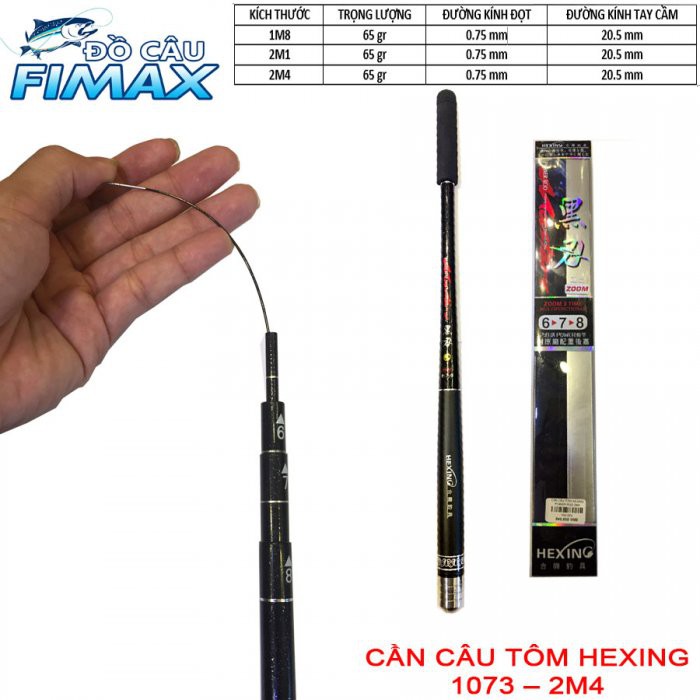 [SIÊU RẺ]Cần câu tôm hexing poweb rod black 2M4- Cần câu tôm carbon siêu xịn.