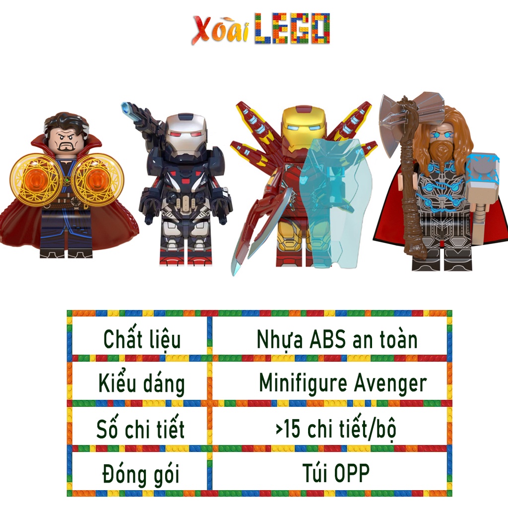 Đồ chơi lắp ráp nhân vật lego avenger mẫu Ironman,War Machine,Thor &amp; Docter Strange