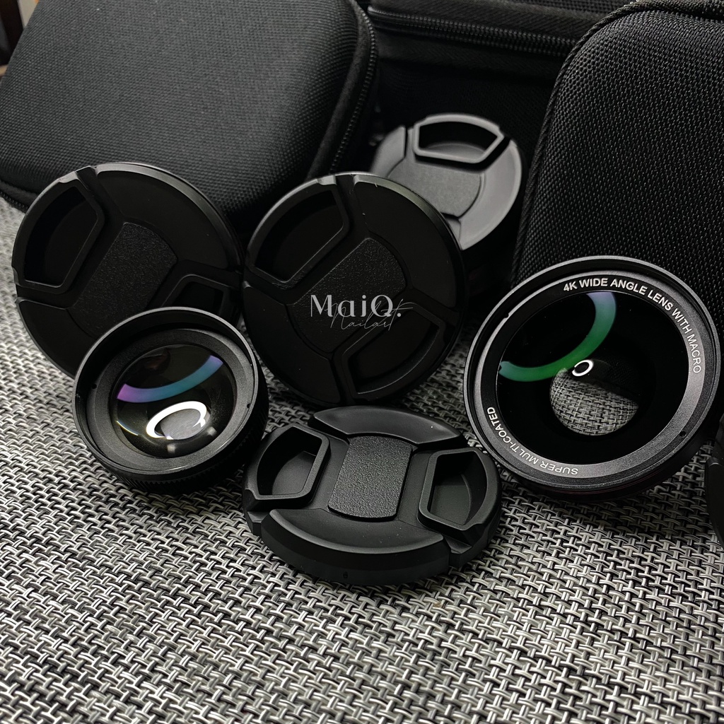 Bộ ống kính, lens 2in1 cho điện thoại, lens góc rộng và lens marco