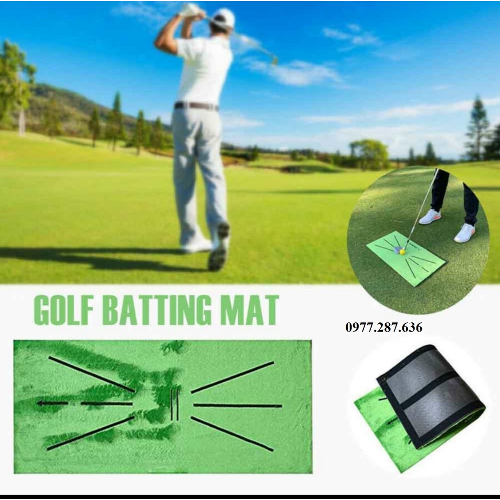 Thảm tập Swing golf Batting Mat tại nhà ngoài trời di động mini có vạch định hướng phát bóng TT008