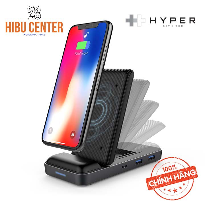 Đế sạc kiêm cổng chuyển HyperDrive 7.5W Wireless Charger USB-C Hub Đột phá về Công nghệ HD258B – HIBUCENTER