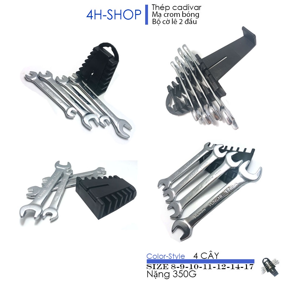 Bộ cờ lê   đầu thép không rỉ công nghiệp CRV, bộ 4 và 6 cây có vỉ đựng bền đẹp