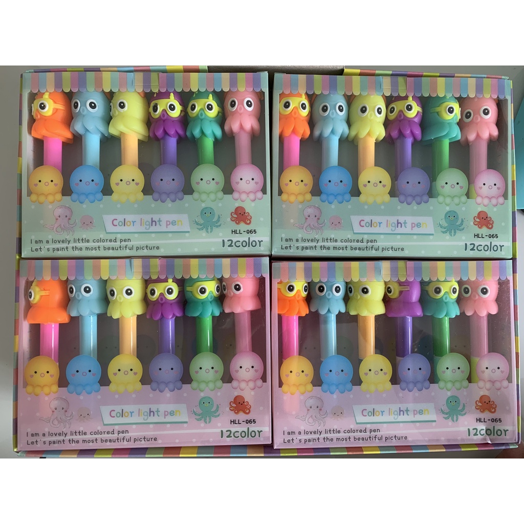 Set 6 cây Bút Dạ Quang đầu thú 2 đầu dễ thương (6cây/12màu)