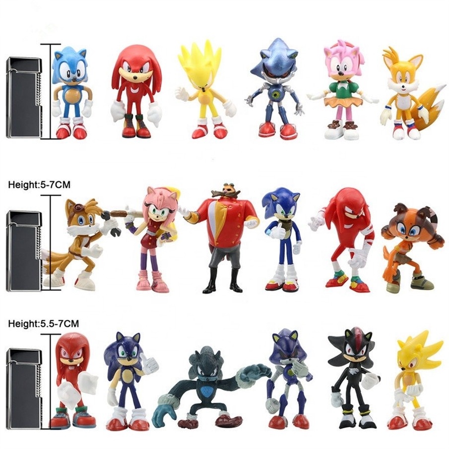 Bộ 6 Đồ trang trí Sonic Trang Trí Bàn Làm Việc Mô hình đồ chơi