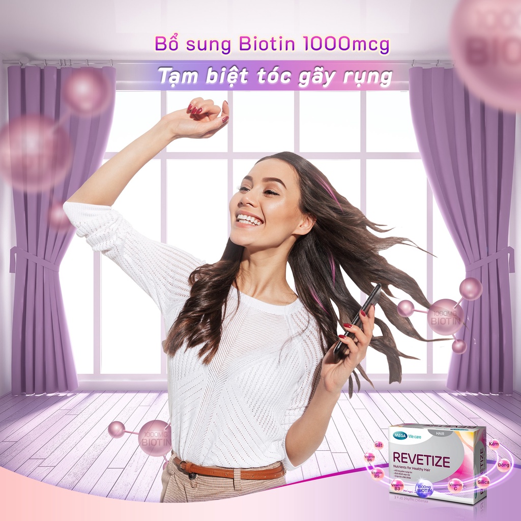 Viên uống cải thiện tình trạng rụng tóc và duy trì mái tóc khỏe đẹp- REVETIZE Mega We Care