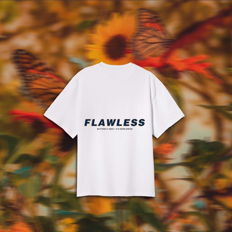 Áo thun nam nữ FLAWLESS - Butterfly Tee - White -Màu trắng Họa tiết bươm bướm