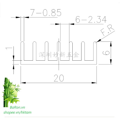 Nhôm tản nhiệt 20x47x17 - 150x20x6 - 35x35x5 (tùy chọn)