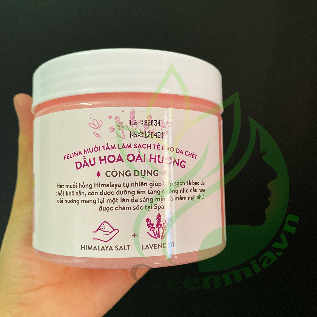 Muối Tắm Tẩy Tế Bào Da Chết Cơ Thể Chiết Xuất Oải Dương Felina Salt Lavender 500g Làm Sạch Da Dưỡng Da Mịn Màng