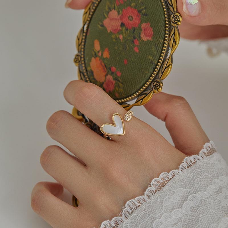 Thiết kế đơn giản Nhẫn trái tim Cá tính Nhẫn thời trang Nhẫn nữ Nhẫn mở