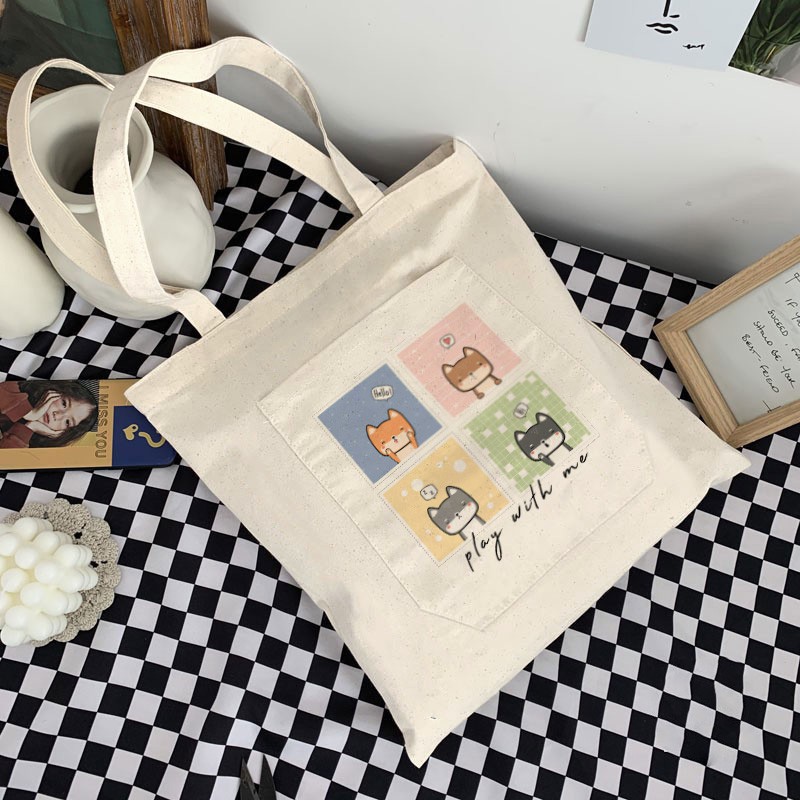 Túi Vải Thú Cưng Play With Me Ngăn Ngoài Thời Trang