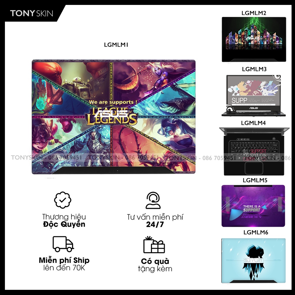 Miếng Dán Skin Laptop ASUS In Hình LOL - Liên Minh Huyền Thoại Bộ 1 -Inbox Mã Máy