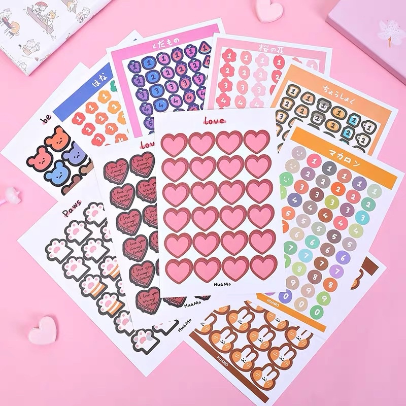 Sticker hình dán trang trí sổ planner cute phong cách Hàn Quốc